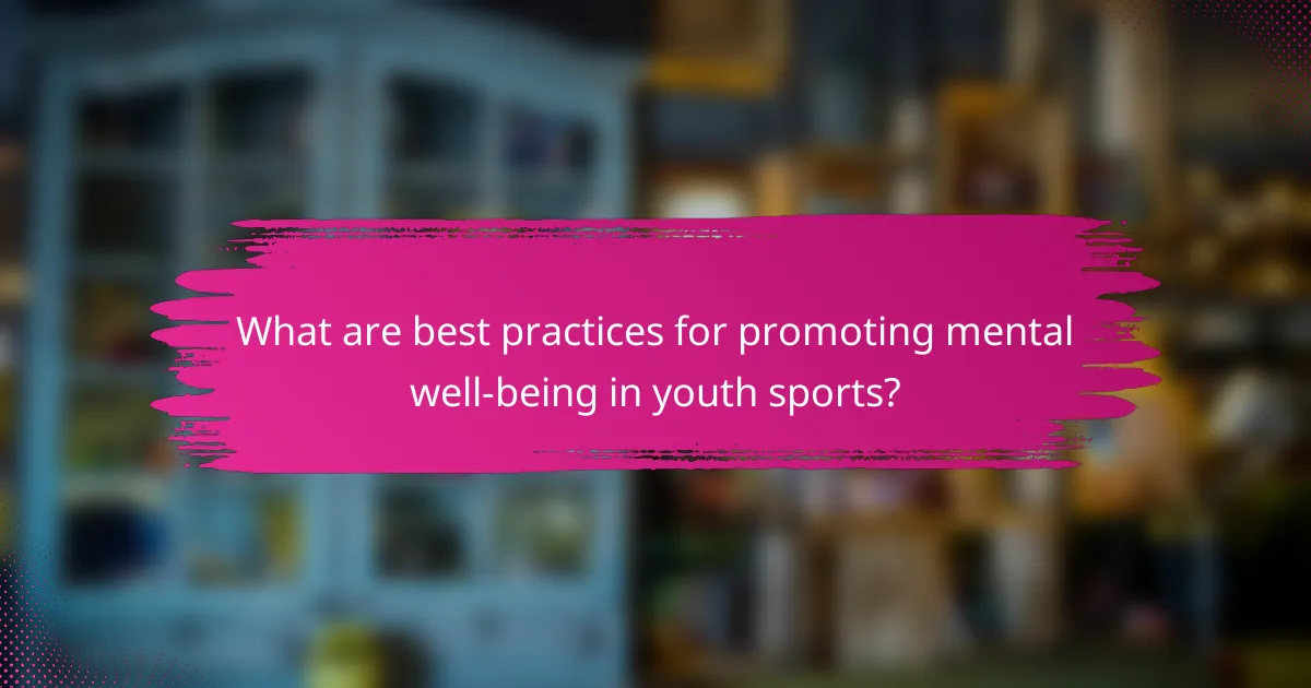 What are best practices for promoting mental well-being in youth sports?