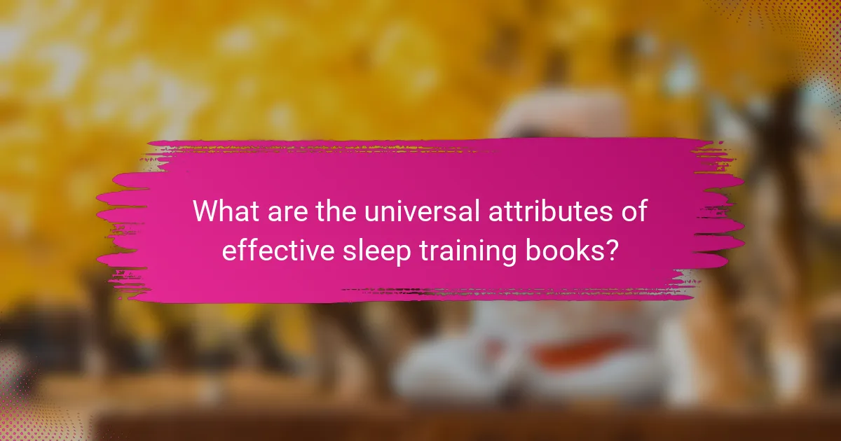 What are the universal attributes of effective sleep training books?