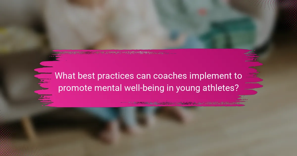 What best practices can coaches implement to promote mental well-being in young athletes?