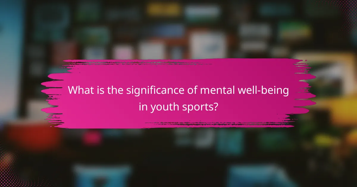 What is the significance of mental well-being in youth sports?