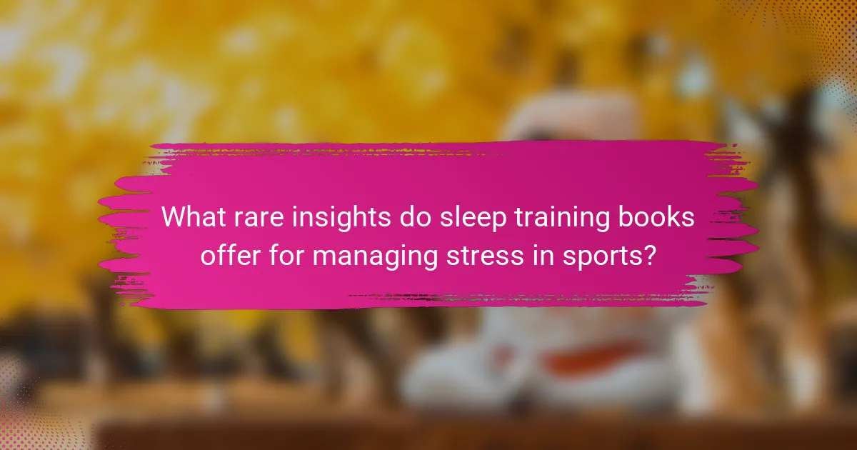What rare insights do sleep training books offer for managing stress in sports?